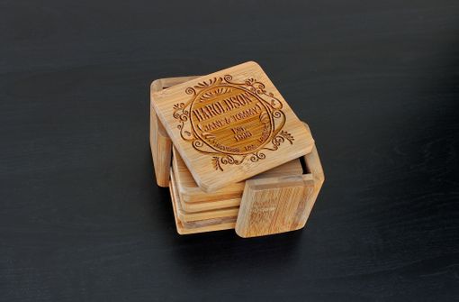 Custom Made Custom Bamboo Coasters, Custom Engraved Coasters --Cst-Bam-Haroldson