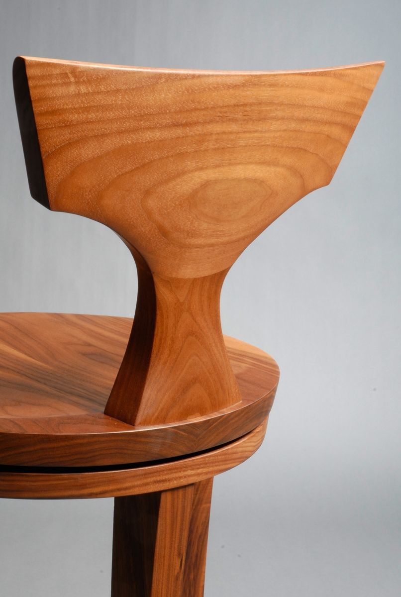 Custom Made American Walnut Counter Or Bar Stool by Lee Weitzman