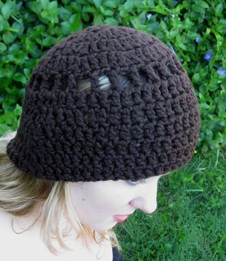 Custom Made Beanie Hat, Chocolate Brown, Organic Cotton, Crochet