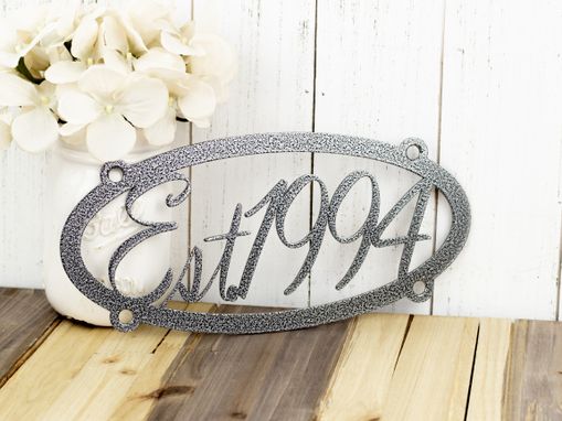 Custom Made Established Year Oval Metal Sign - Silver Vein Shown