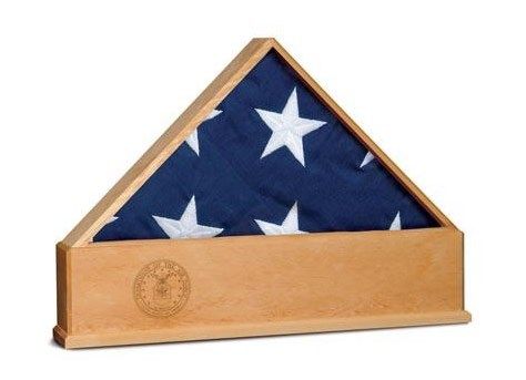Custom Made Oak Us Flag Display Case With Engraved Us Air Force Emblem
