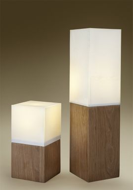 Custom Made Wood And Glass Table Lamp