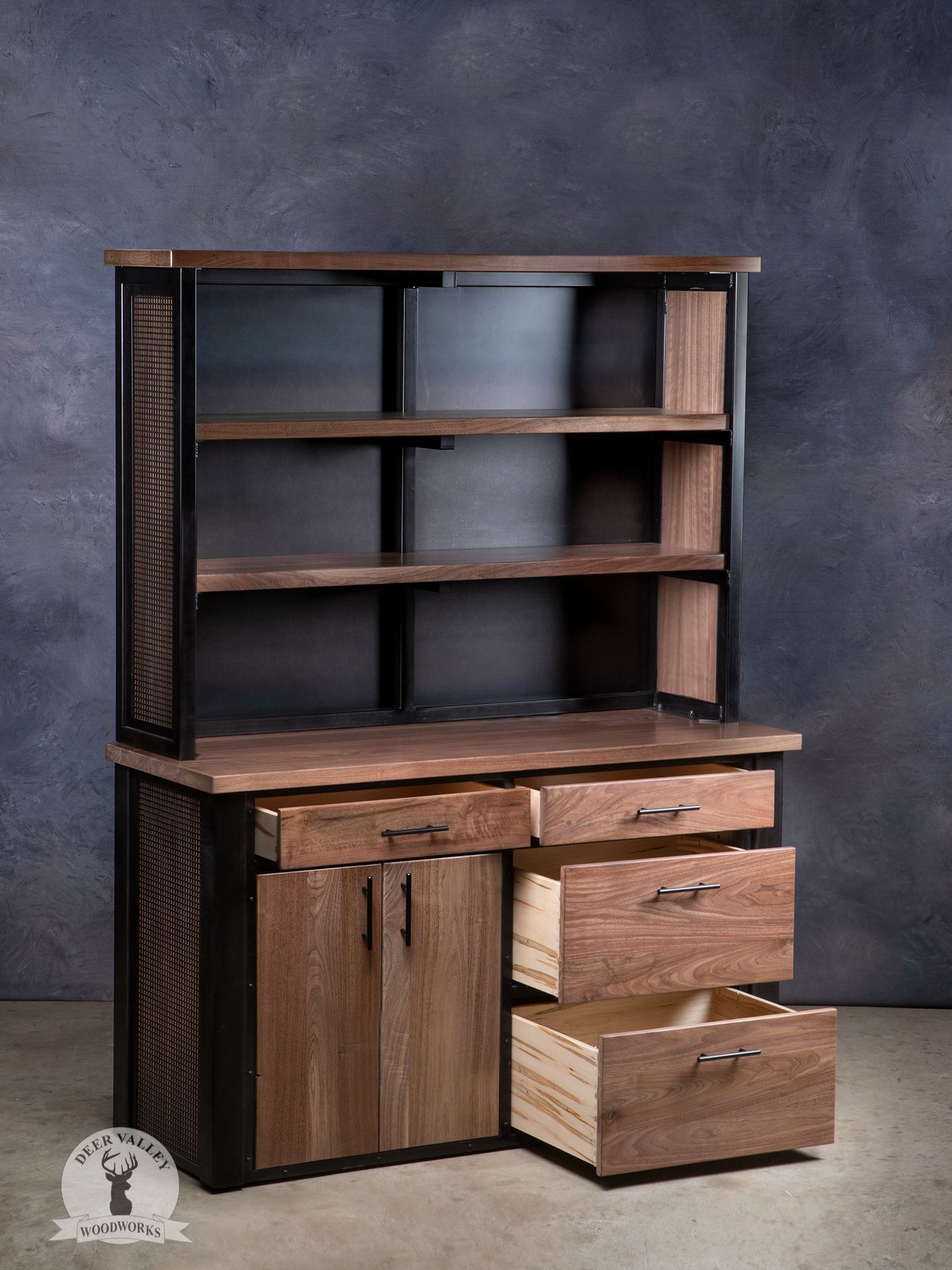 Buy Hand Crafted Hutch, Walnut Credenza Hutch, Rustic Hutch, made to