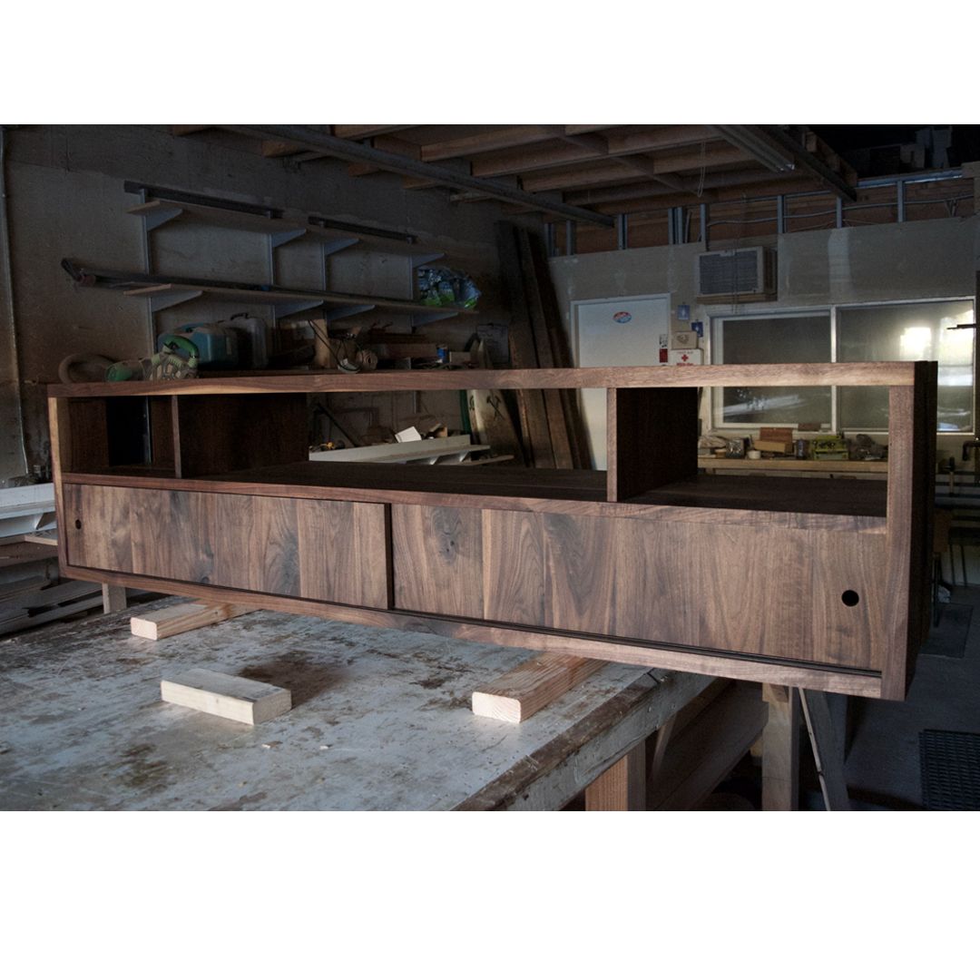 Hand Crafted Modern Walnut/Steel Media Console by Surfridge Design