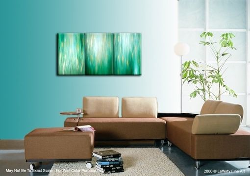 Custom Made Original Green Abstract Painting, Large Green Original Painting Lafferty - 36x72, Sale 22% Off