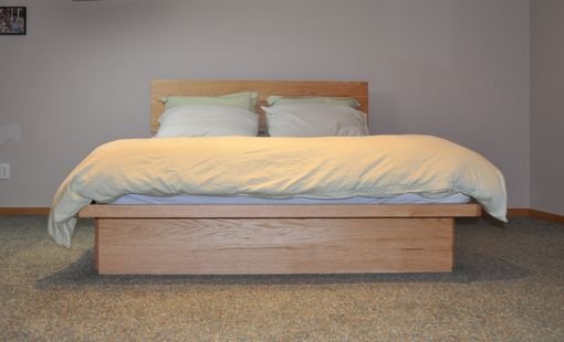 Custom Made Red Oak Platform Storage Bed