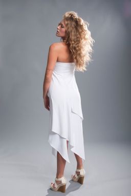 Custom Made Bright White Bandeau Dress - Asymmetrical, Tiered, Strapless - Bamboo/Spandex Jersey Kni