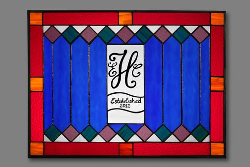 Custom Made Stained Glass Window With Monogram