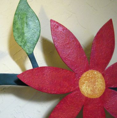 Custom Made Handmade Upcycled Metal Climbing Flower Vine Wall Art Sculpture