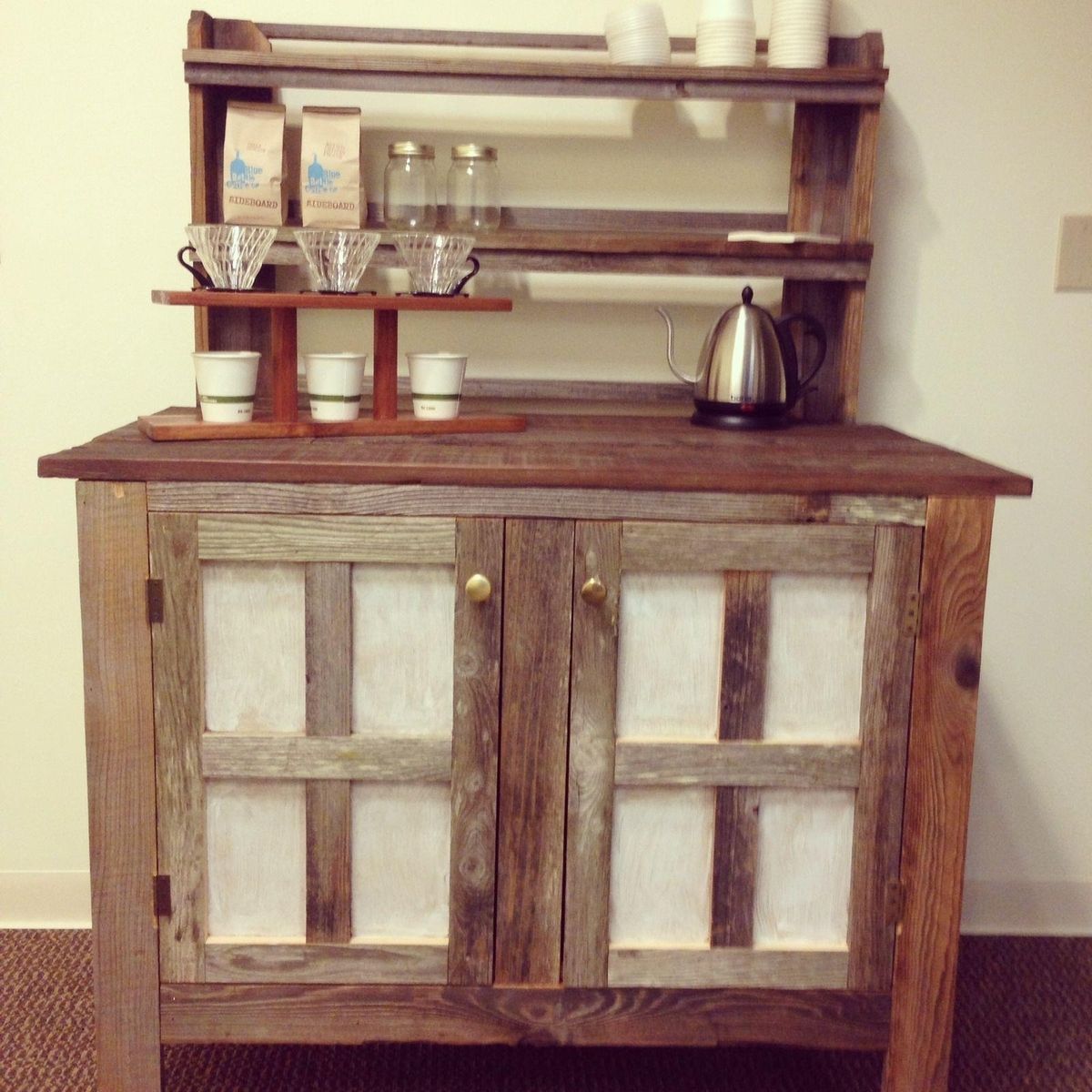 Custom Reclaimed Wood Coffee Bar by Urban Mining Company