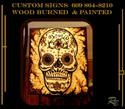 Custom Made Sugar Skulls, Skulls, Skull Art, Wood Bured, Custom, Any Image, Personized