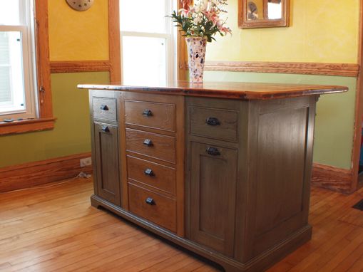 Custom Made Rustic Kitchen Island With Wood Top