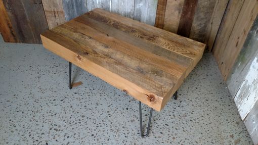 Custom Made Barn Beam And Hairpin Leg Coffee Table
