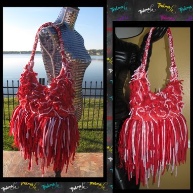Custom Made Red And White Handbag,Striped Fringe Purse,Fringe Handbag,Hippie,Boho,Custom Made,Purse,Handbag