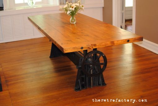 Custom Made Vintage Industrial Adjustable 1940′S Crank Table