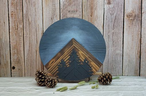 Custom Made 12in Round Rustic Mountain Wall Art. Wall Hanging Decor For The Home. Handmade Gifts.