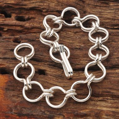 Custom Made Large Open Weave Loop In Loop Fine Silver Bracelet