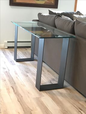 Custom Made Glass And Steel Contemporary Sofa Table / Console Table