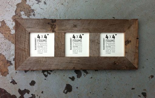 Custom Made 3 Opening Natural Reclaimed Wood Picture Frame (4x4)