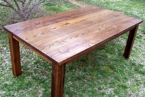Custom Made Wormy Chestnut Thick Plank Farmhouse Dining Table