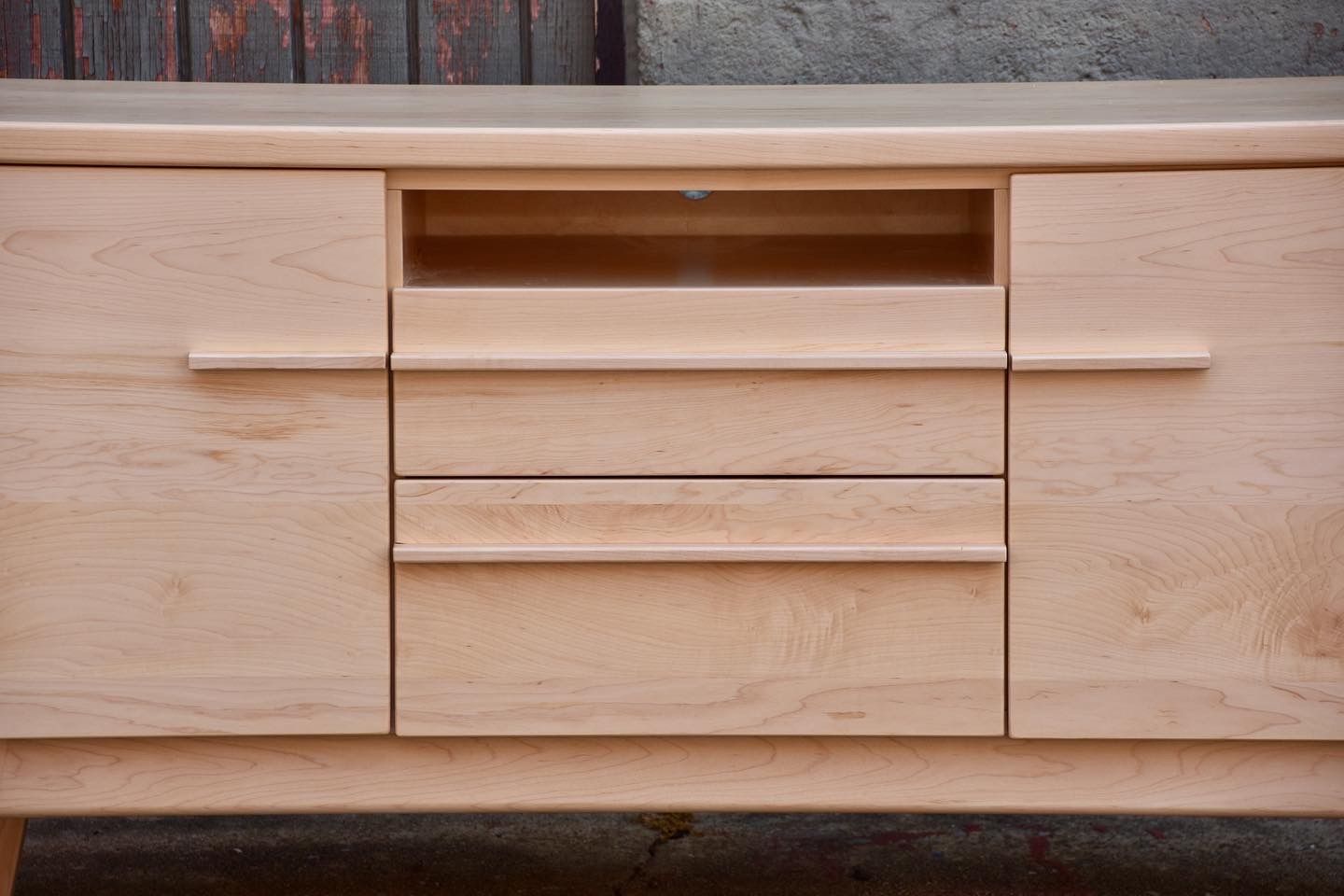 Hand Made Enclosed Tv Stand With Doors, Drawers, And Open Shelving. by Mark Palmquist Design
