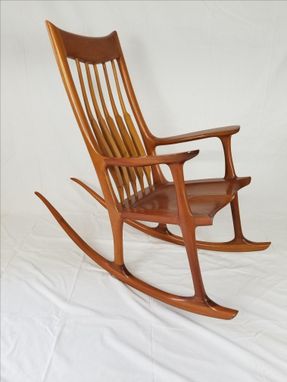 Custom Made Solid Wood Sculpted Rocking Chair
