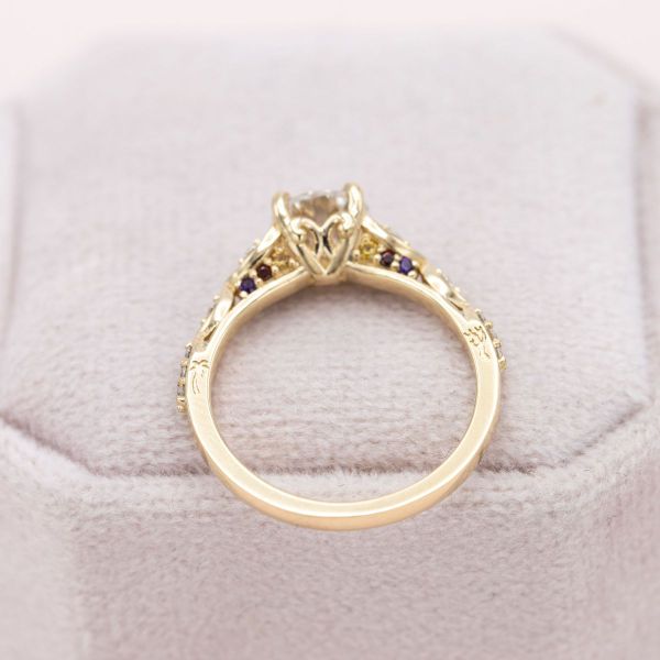 This tree themed engagement ring is inspired by the colors and flora of southern California.