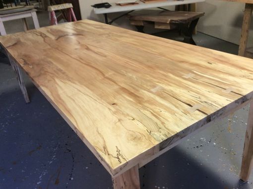 Custom Made Unusual Dining Table, Ready To Deliver, Local Spalted Maple, Bookmatched Center