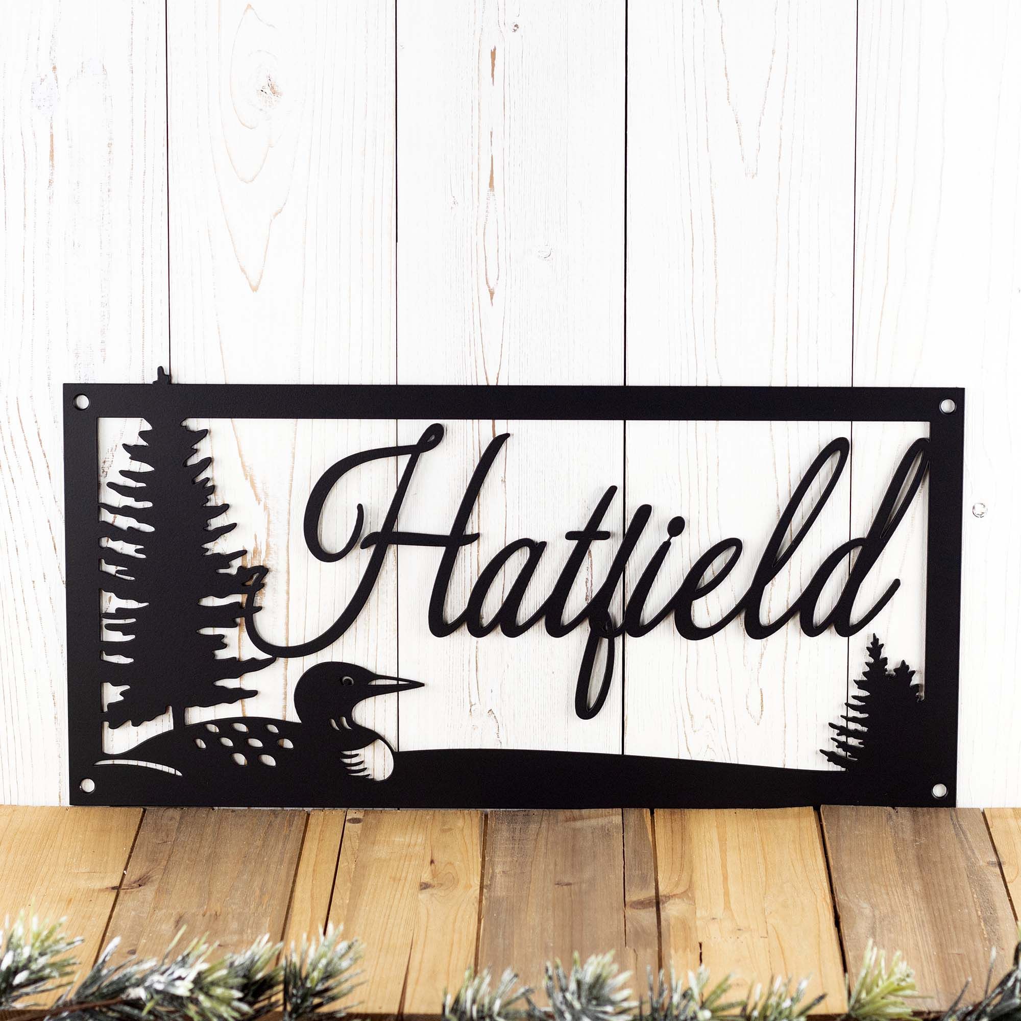 Buy Hand Made Custom Family Name And Address Metal Signs, Loon, Outdoor