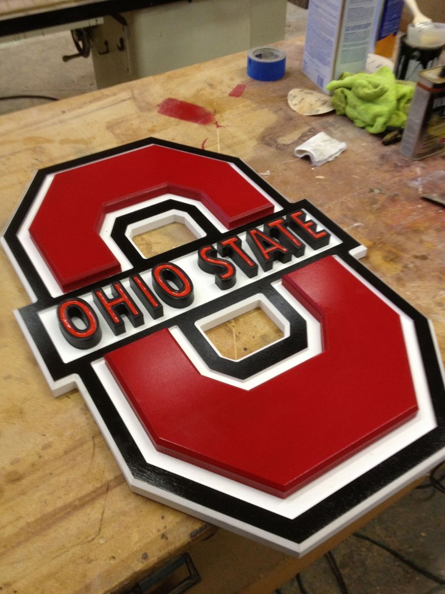 Ohio State University Wood Wall Hanging with O-H-I-O Logo