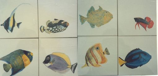 Custom Made I Was Asked To Do Custom Design Tiles For A Bathroom, Using Individual Decos As Accent Tiles.  These Are Just Only A Few Of The Samples That I Had To Paint.  There  Was A Grand Total Of 30 Fndividual  Salt Water Fish