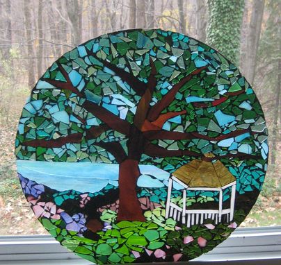 Custom Made Glass Mosaic Of Gazebo By A Lake