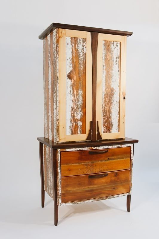 Hand Made Reclaimed Barnwood And Cherry Linen Cabinet By