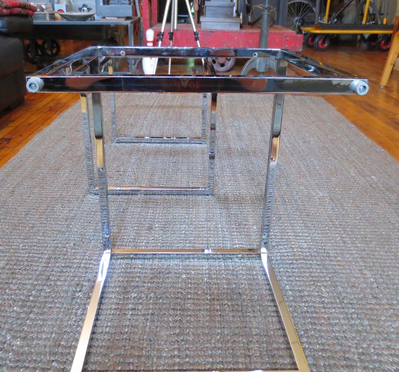 Hand Crafted Metal Modern Chrome Stool Bases by Andrew Stansell