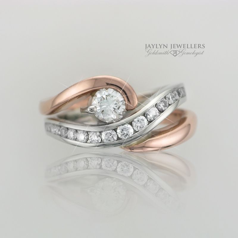 Hand Made Rose And White Gold Wave Diamond Engagement Ring by Jaylyn ...