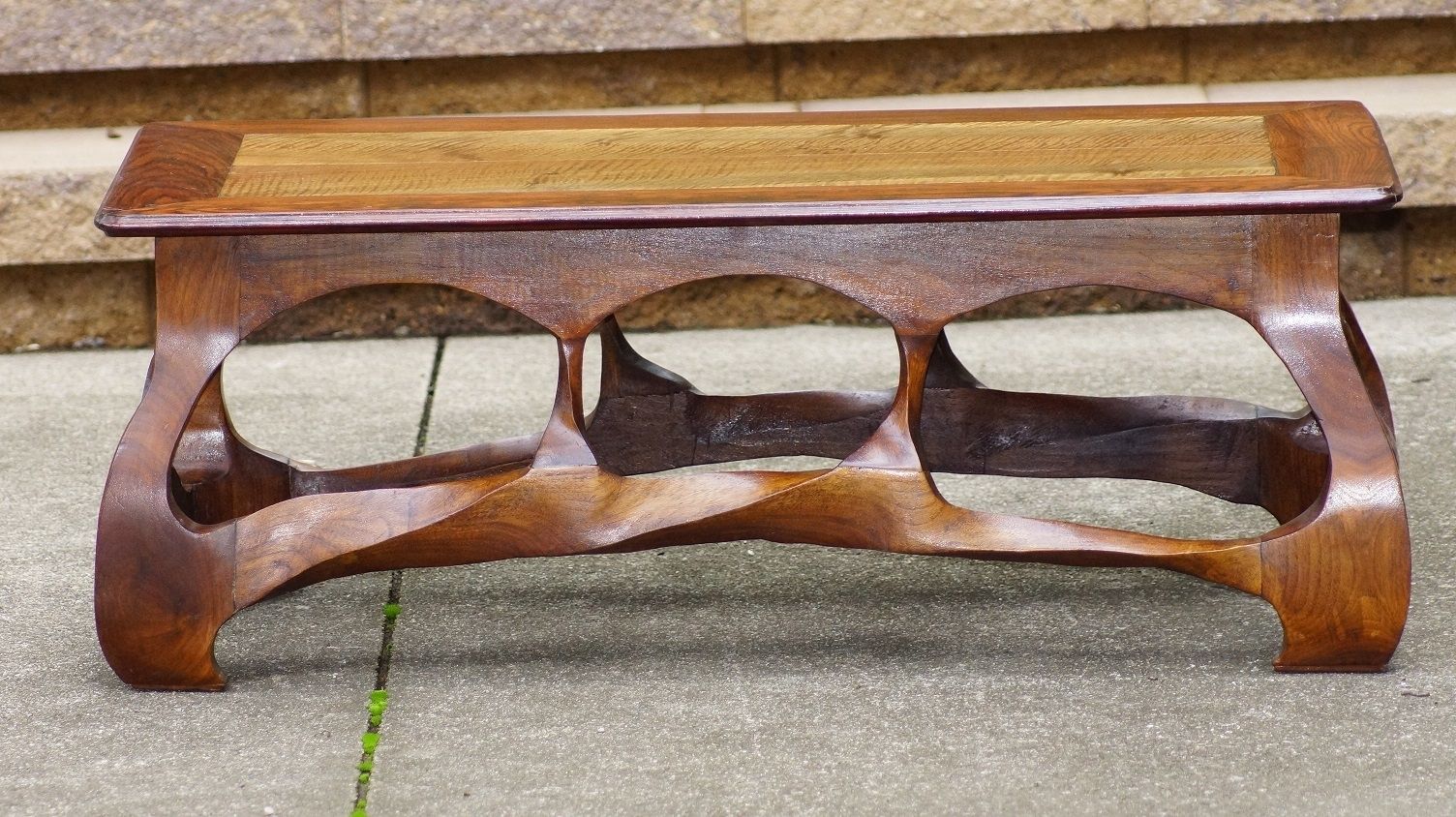 Twisted wood store coffee table