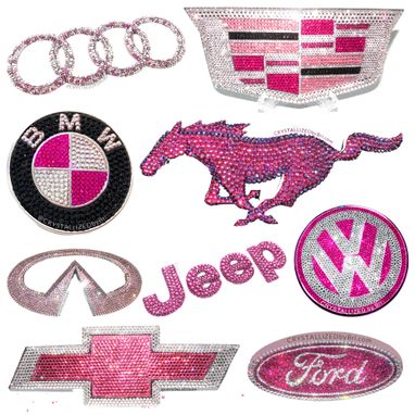 Custom Made Pink Crystal Car Emblems! Bedazzled Any Make Model Year Bling Badges European