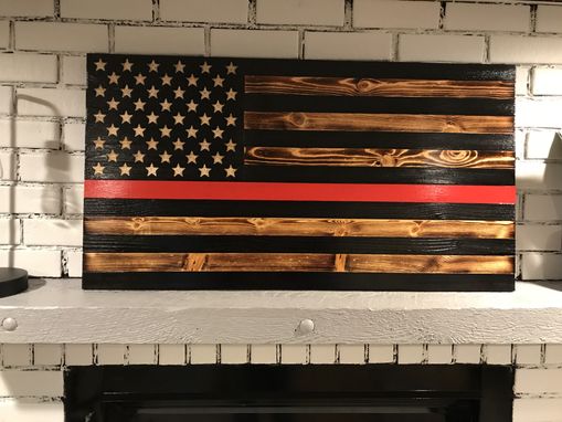 Custom Made Thin Red Line American Rustic Flag, Rustic Thin Red Line, Red Lives Matter