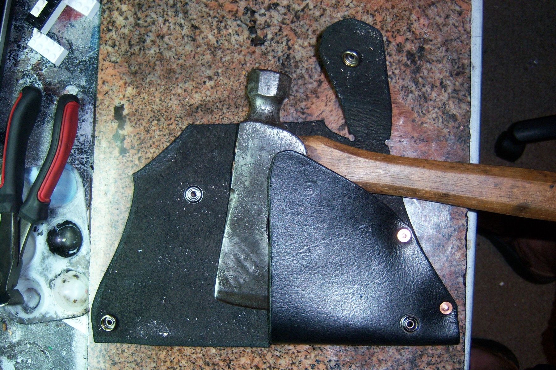 Custom Axe Sheath Tomahawk Sheath Black by Barbarian Leather