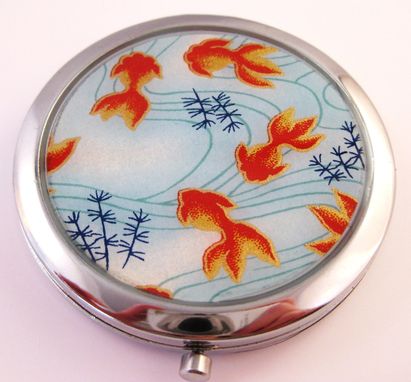 Custom Made Double-Sided Compact Mirror With Japanese Koi Design