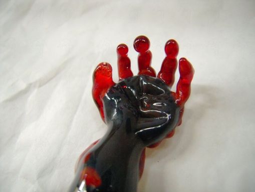 Custom Made "Thing" Inspired Ruby Glass Zombie Arm Pendant - Heady Focal Bead - Charm