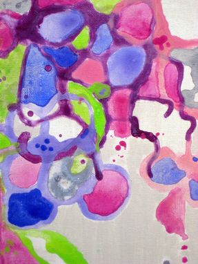 Custom Made Original Abstract Flowers Painting 8"X10" Purple Pink Green Cream