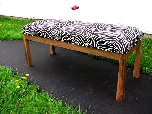 Custom Made Upholstered Walnut Zebra Bench
