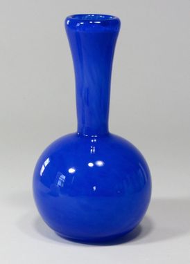 Custom Made Deep Blue Glass Vase Lapis Blue Long Neck