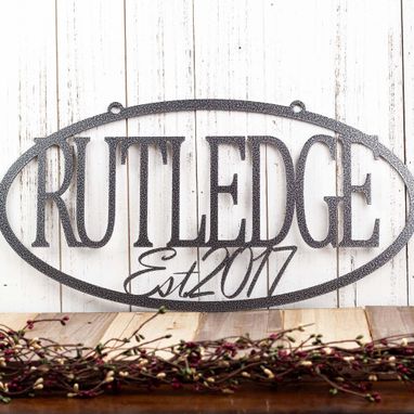 Custom Made Custom Family Name Established Year Oval Metal Sign, Laser Cut Steel, House Sign, Family Gift