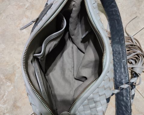 Custom Made Woven Hobo Shoulder Bag Handmade Purse Genuine Lambskin Leather With Fringe Tassel Accent