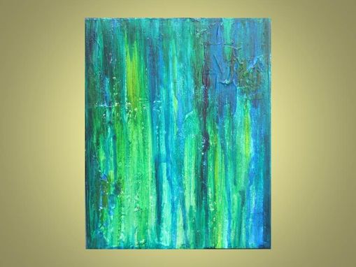 Custom Made Original Abstract Painting 8"X10" Turquoise Blue Green Textured