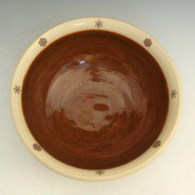 Custom Made Red And Cream Pottery Snowflake Bowl