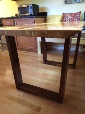 Custom Made Figured Maple And Walnut Dining Table