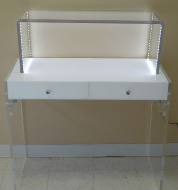 Hand Crafted The Lucite Desk 2 Drawer Vanity Clear Mirrored